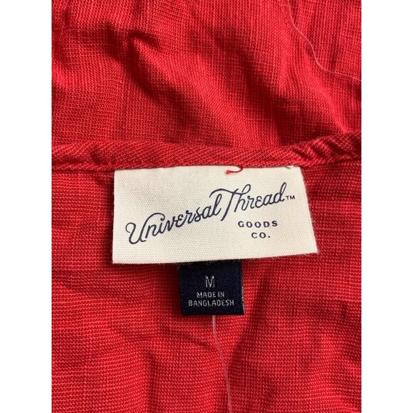 Universal Thread Womens Red Puff Sleeve V-Neck Dress With Side Pockets Medium - Picture 8 of 9